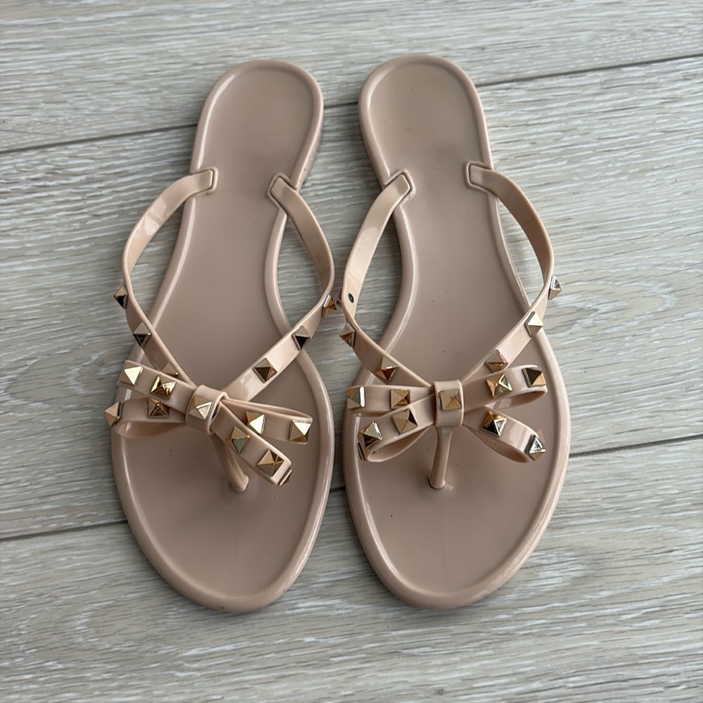 Nude Rockstud Rock Stud Flip Flop Sandals